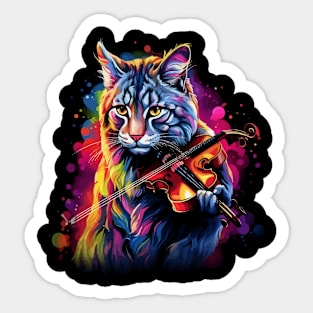 American Bobcat Playing Violin Sticker